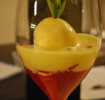 Sabayon champagne et coulis de fraises